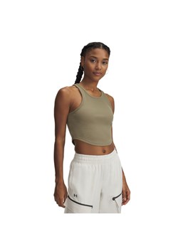 Damski top basic Under Armour UA Rival Rib Tank - brązowy ze sklepu Sportstylestory.com w kategorii Bluzki damskie - zdjęcie 184647919