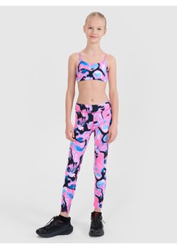 Dziewczęce legginsy sportowe 4F 4FJWSS25TFTIF296 - multikolor ze sklepu Sportstylestory.com w kategorii Spodnie dziewczęce - zdjęcie 184648006