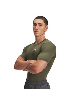 Męska koszulka treningowa UNDER ARMOUR UA HG Armour Comp SS - khaki ze sklepu Sportstylestory.com w kategorii T-shirty męskie - zdjęcie 184648048