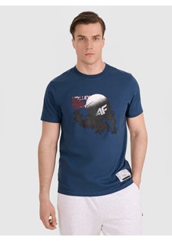 Męski t-shirt z nadrukiem 4F 4FRAW25TTSHM3235 - turkusowy ze sklepu Sportstylestory.com w kategorii T-shirty męskie - zdjęcie 184648155