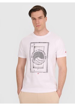 Męski t-shirt z nadrukiem 4F 4FRAW25TTSHM3236 - biały ze sklepu Sportstylestory.com w kategorii T-shirty męskie - zdjęcie 184648169