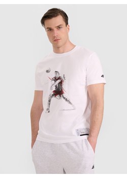 Męski t-shirt z nadrukiem 4F 4FRAW25TTSHM3237 - biały ze sklepu Sportstylestory.com w kategorii T-shirty męskie - zdjęcie 184648205