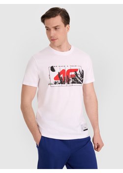 Męski t-shirt z nadrukiem 4F 4FRAW25TTSHM3298 - biały ze sklepu Sportstylestory.com w kategorii T-shirty męskie - zdjęcie 184648235