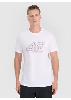 Męski t-shirt z nadrukiem 4F 4FRAW25TTSHM3311 - biały ze sklepu Sportstylestory.com w kategorii T-shirty męskie - zdjęcie 184648258