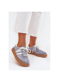 Boto Zamszowe Sneakersy Damskie Na Platformie Niebieskie Venera ze sklepu ButyModne.pl w kategorii Buty sportowe damskie - zdjęcie 184649579