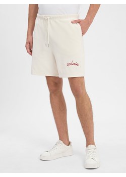 Calvin Klein Jeans Męskie szorty dresowe Mężczyźni écru jednolity ze sklepu vangraaf w kategorii Spodenki męskie - zdjęcie 184655059
