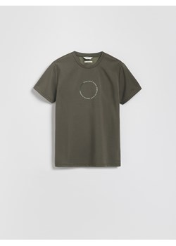 Reserved - T-shirt slim z nadrukiem - zielony ze sklepu Reserved w kategorii T-shirty męskie - zdjęcie 184655557