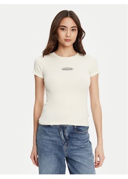 Guess Jeans T-Shirt W5YP37 KA0H1 Écru Slim Fit ze sklepu MODIVO w kategorii Bluzki damskie - zdjęcie 184657305