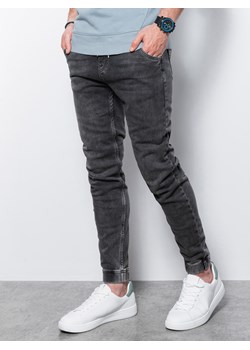 Spodnie męskie jeansowe joggery - szare P907 ze sklepu Edoti w kategorii Spodnie męskie - zdjęcie 184658089
