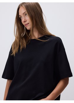 Reserved - T-shirt oversize z merceryzowanej bawełny - czarny ze sklepu Reserved w kategorii Bluzki damskie - zdjęcie 184658459