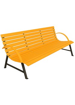 Pomarańczowa ławka ogrodowa z podłokietnikami 140 cm - Alexis ze sklepu Edinos.pl w kategorii Ławki ogrodowe - zdjęcie 184660595