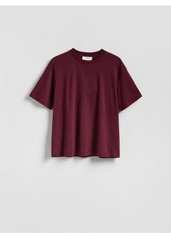 Reserved - T-shirt oversize z merceryzowanej bawełny - mahoniowy ze sklepu Reserved w kategorii Bluzki damskie - zdjęcie 184662049