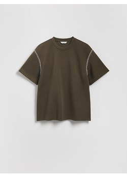 Reserved - T-shirt boxy z bawełną - zielony ze sklepu Reserved w kategorii T-shirty męskie - zdjęcie 184664205