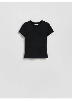 Reserved - Bawełniany t-shirt slim fit - czarny ze sklepu Reserved w kategorii Bluzki damskie - zdjęcie 184664217