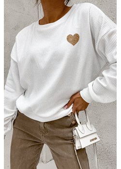 BLUZKA OVERSIZE W PRĄŻKI Z SERCEM- BIAŁA ze sklepu olika.com.pl w kategorii Bluzki damskie - zdjęcie 184669008