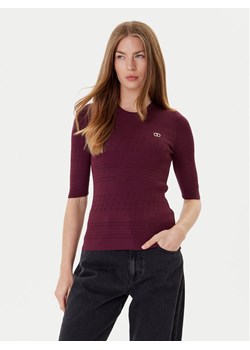 TWINSET Sweter 252TP3240 Bordowy Regular Fit ze sklepu MODIVO w kategorii Swetry damskie - zdjęcie 184670316