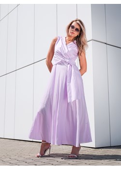 Jasnofioletowa sukienka maxi z bawełny z wiązaniem EyeForFashion ze sklepu Eye For Fashion w kategorii Sukienki - zdjęcie 184676478