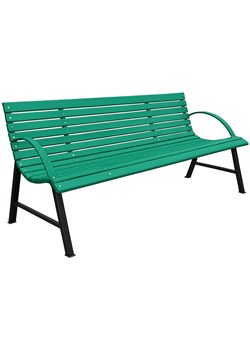 Zielona ławka ogrodowa z podłokietnikami 140 cm - Alexis ze sklepu Edinos.pl w kategorii Ławki ogrodowe - zdjęcie 184677056