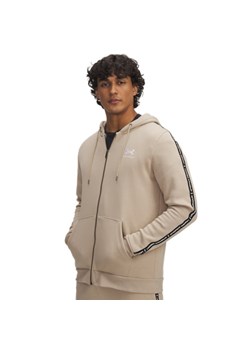 Meska bluza dresowa rozpinana z kapturem Under Armour UA Icon Fleece FZ Taping - beżowa ze sklepu Sportstylestory.com w kategorii Bluzy męskie - zdjęcie 184680557