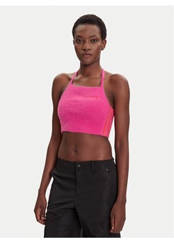 adidas Top Fluffy JW6002 Różowy Slim Fit ze sklepu MODIVO w kategorii Bluzki damskie - zdjęcie 184681929