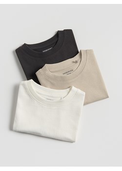 Reserved - Bawełniany t-shirt 3 pack - kremowy ze sklepu Reserved w kategorii T-shirty chłopięce - zdjęcie 184685135