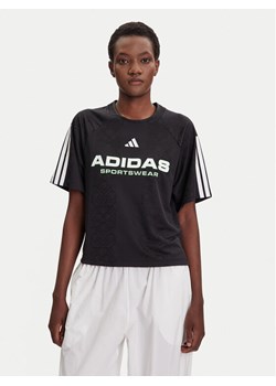 adidas T-Shirt Tiro x Common Goal Jacquard JL9212 Czarny Loose Fit ze sklepu MODIVO w kategorii Bluzki damskie - zdjęcie 184686827