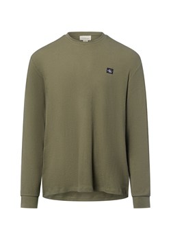 Calvin Klein Jeans Męska koszula z długim rękawem Mężczyźni oliwkowy jednolity ze sklepu vangraaf w kategorii T-shirty męskie - zdjęcie 184688057