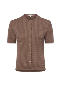 Tommy Hilfiger Damski kardigan z krótkim rękawem Kobiety Bawełna taupe jednolity ze sklepu vangraaf w kategorii Swetry damskie - zdjęcie 184691657