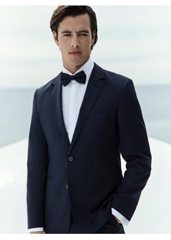 Reserved - Marynarka slim fit z dodatkiem wełny - granatowy ze sklepu Reserved w kategorii Marynarki męskie - zdjęcie 184693355