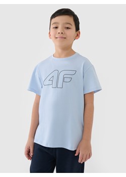 Chłopięcy t-shirt oversize z nadrukiem 4F 4FJWSS25TTSHM2325 - niebieski ze sklepu Sportstylestory.com w kategorii T-shirty chłopięce - zdjęcie 184695528