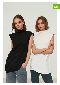 trendyol Tuniki (2 szt.) w kolorze czarno-białym ze sklepu Limango Polska w kategorii Bluzki damskie - zdjęcie 184695806