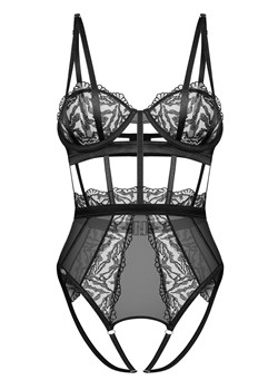 Obsessive body z odważnymi wycięciami i otwartym krokiem Hersis, Kolor czarny, Rozmiar S/M, Obsessive ze sklepu Intymna w kategorii Body damskie - zdjęcie 184695969