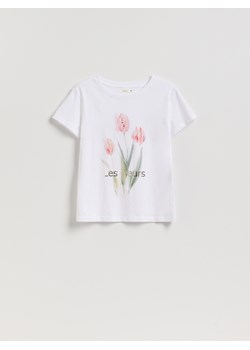 Reserved - T-shirt z nadrukiem - biały ze sklepu Reserved w kategorii Bluzki damskie - zdjęcie 184696779