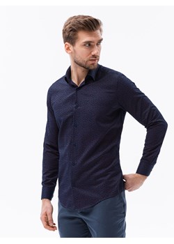 Koszula męska we wzór paisley REGULAR FIT - granatowo-czerwona K617 ze sklepu ombre w kategorii Koszule męskie - zdjęcie 184698255