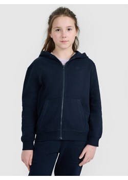 Dziewczęca bluza dresowa rozpinana z kapturem 4F 4FJWMM00TSWSF1861 - granatowa ze sklepu Sportstylestory.com w kategorii Bluzy dziewczęce - zdjęcie 184700478
