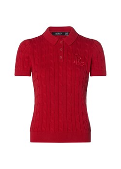 Lauren Ralph Lauren Damska koszulka polo z dzianiny Kobiety Bawełna czerwony jednolity ze sklepu vangraaf w kategorii Swetry damskie - zdjęcie 184700707