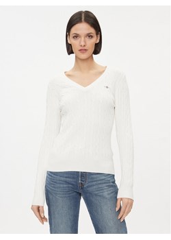 Gant Sweter 4800101 Biały Slim Fit ze sklepu MODIVO w kategorii Swetry damskie - zdjęcie 184701756