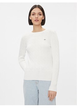 Gant Sweter 4800100 Biały Slim Fit ze sklepu MODIVO w kategorii Swetry damskie - zdjęcie 184706706
