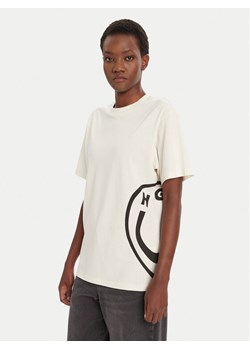 HUGO T-Shirt Vintage 50545053 Écru Loose Fit - id: 0000305205049 - marki Hugo Boss - 184706787 HUGO T-Shirt Vintage 50545053 Écru Loose Fit ze sklepu MODIVO w kategorii Bluzki damskie - zdjęcie 184706787
