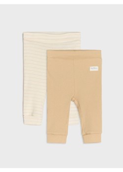 Sinsay - Legginsy z prążkowanej dzianiny 2 pack - beżowy ze sklepu Sinsay w kategorii Spodnie i półśpiochy - zdjęcie 184720246