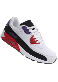 Wiązane biało fioletowe buty sportowe męskie /E9-3 17969 W385/ ze sklepu Pantofelek24.pl w kategorii Trampki męskie - zdjęcie 184723206