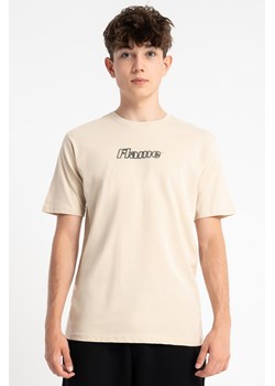 Beżowy t-shirt z nadrukiem z przodu, rozmiar - 170, kolor - beżowy ze sklepu REPORTER w kategorii T-shirty chłopięce - zdjęcie 184723619