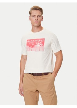 Gant T-Shirt 2003342 Écru Regular Fit ze sklepu MODIVO w kategorii T-shirty męskie - zdjęcie 184725645