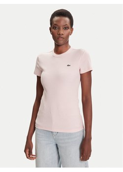 Lacoste T-Shirt TF5538 Różowy Slim Fit ze sklepu MODIVO w kategorii Bluzki damskie - zdjęcie 184727749