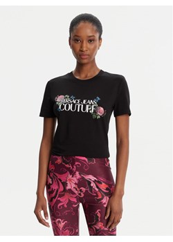 Versace Jeans Couture T-Shirt 79HAHB00 CJB01 Czarny Regular Fit ze sklepu MODIVO w kategorii Bluzki damskie - zdjęcie 184730399