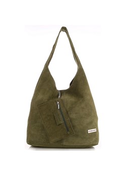 Oryginalne Torby Skórzane XL VITTORIA GOTTI Shopper Bag z Etui Zielona ze sklepu PaniTorbalska w kategorii Torby Shopper bag - zdjęcie 184733577