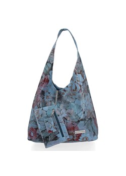 Torebka Skórzana firmy Vittoria Gotti Uniwersalny Włoski Shopper w modne wzory Kwiatów Jeans ze sklepu PaniTorbalska w kategorii Torby Shopper bag - zdjęcie 184733647
