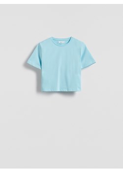 Reserved - Bawełniany crop top - jasnoturkusowy ze sklepu Reserved w kategorii Bluzki damskie - zdjęcie 184735617