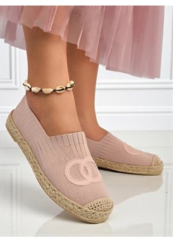 Damskie espadryle Theodora różowe z zamszowej skóry ekologicznej, płaskie ze sklepu royalfashion.pl w kategorii Espadryle damskie - zdjęcie 184737697