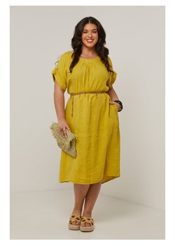 Curvy Lady Lniana sukienka w kolorze żółtym ze sklepu Limango Polska w kategorii Sukienki - zdjęcie 184741587